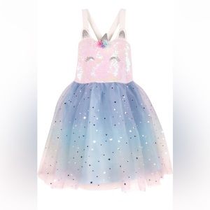 NWT Zunie Kids Unicorn Sequin Foil Ombre Dress Size 2T